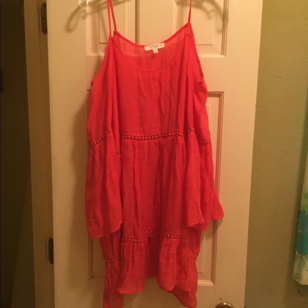 Coral Cold shoulder top